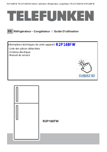 Mode d’emploi Telefunken R2P168FW Réfrigérateur combiné