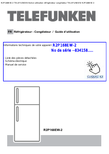 Mode d’emploi Telefunken R2P168EW2 Réfrigérateur combiné