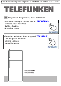 Mode d’emploi Telefunken TFK343MWH Réfrigérateur combiné