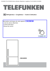 Mode d’emploi Telefunken CB230EW Réfrigérateur combiné