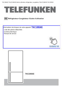 Mode d’emploi Telefunken TKC295XE Réfrigérateur combiné