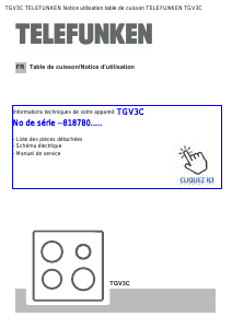 Mode d’emploi Telefunken TGV3C Table de cuisson