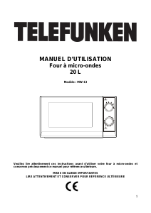 Mode d’emploi Telefunken MW13 Micro-onde
