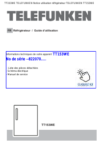 Mode d’emploi Telefunken TT153WE Réfrigérateur