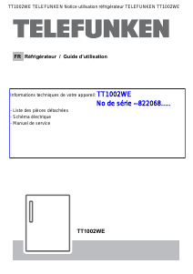 Mode d’emploi Telefunken TT1002WE Réfrigérateur