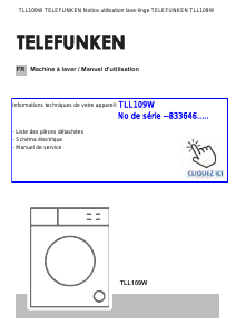 Mode d’emploi Telefunken TLL109W Lave-linge