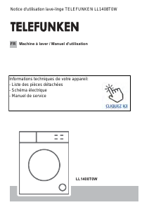 Mode d’emploi Telefunken LL1408T0W Lave-linge
