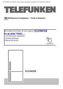 Mode d’emploi Telefunken RC270NFEW Réfrigérateur combiné