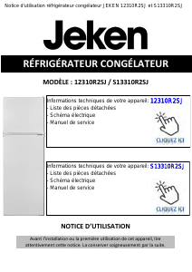 Mode d’emploi Jeken 12310R2SJ Réfrigérateur combiné
