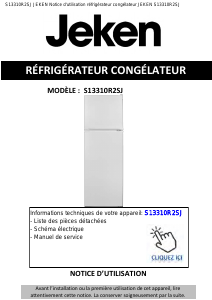 Mode d’emploi Jeken S13310R2SJ Réfrigérateur combiné