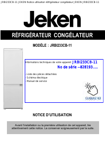Mode d’emploi Jeken JRBI233CB-11 Réfrigérateur combiné