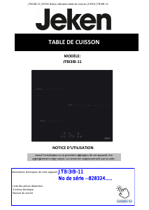 Mode d’emploi Jeken JTBI3IB11 Table de cuisson