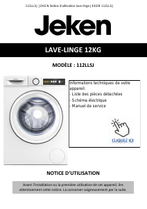 Mode d’emploi Jeken 112LLSJ Lave-linge