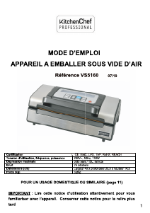 Mode d’emploi KitchenChef VS5160 Appareils de mise sous vide