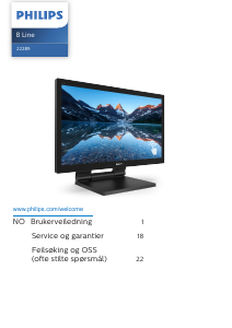 Bruksanvisning Philips 222B9TA B Line LED-skjerm