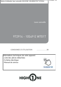 Mode d’emploi High One 10S49 E W701T Lave-vaisselle