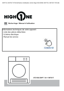 Mode d’emploi High One DHP 7 A++ W701T Sèche-linge
