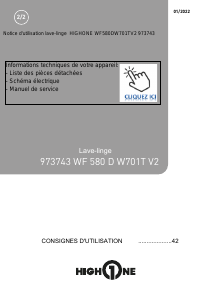 Mode d’emploi High One WF 580 D W701T V2 Lave-linge