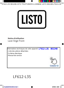 Mode d’emploi Listo LF 612-L3s Lave-linge