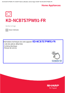 Mode d’emploi Sharp KD-NCB7S7PW91-FR Sèche-linge