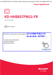 Mode d’emploi Sharp KD-HHB8S7PW21-FR Sèche-linge