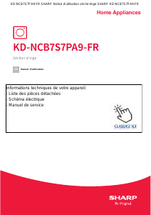 Mode d’emploi Sharp KD-NCB7S7PA9-FR Sèche-linge