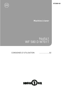 Mode d’emploi High One WF 580 D W701T Lave-linge