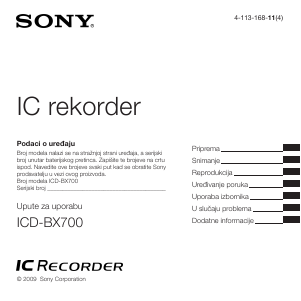 Priručnik Sony ICD-BX700 Audiosnimač