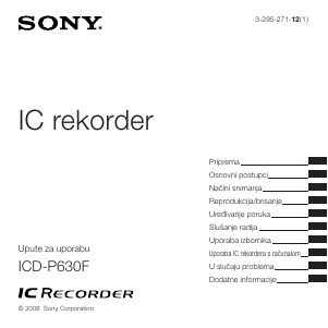 Priručnik Sony ICD-P630F Audiosnimač