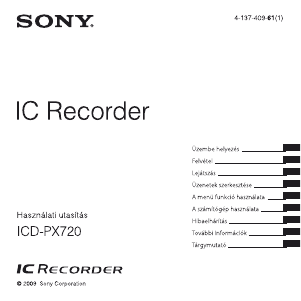 Használati útmutató Sony ICD-PX720 Hangrögzítő