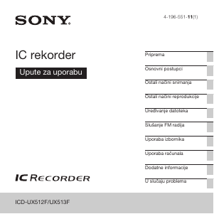 Priručnik Sony ICD-UX513F Audiosnimač