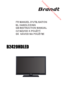 Mode d’emploi Brandt B2420HDLED Téléviseur LED