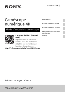 Mode d’emploi Sony FDR-AX30 Caméscope