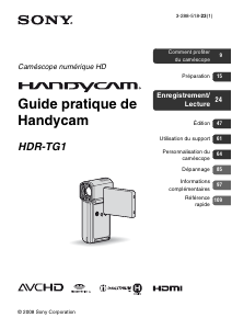 Mode d’emploi Sony HDR-TG1 Handycam Caméscope