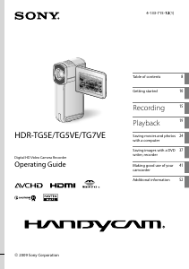 Manual Sony HDR-TG5E Camcorder