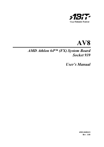 Manual Abit AV8 Motherboard