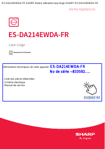 Mode d’emploi Sharp ES-DA214EWDA-FR Lave-linge