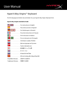 Kullanım kılavuzu HyperX Alloy HX-KB6RDX-UK Alloy Origins Klavye