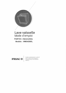 Mode d’emploi Friac VW 3420 IXL Lave-vaisselle