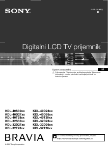 Priručnik Sony Bravia KDL-32T3000 LCD televizor