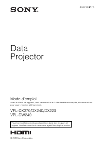 Mode d’emploi Sony VPL-DX240N Projecteur