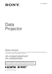 Mode d’emploi Sony VPL-FHZ65 Projecteur
