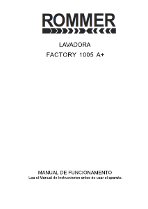 Manual de uso Rommer Factory 1005 Lavadora
