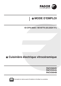 Mode d’emploi Fagor FACV3004B Cuisinière