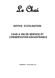 Mode d’emploi Le Chai LBN590POV Cave à vin