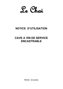 Mode d’emploi Le Chai PRO42E Cave à vin
