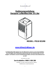 Bedienungsanleitung Klima1stKlaaS PD10 821RB Luftentfeuchter