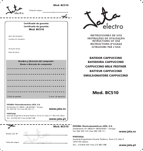 Manual de uso Jata BC510 Batidor de leche