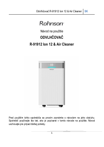 Návod Rohnson R-91912 Ion 12 Čistička vzduchu
