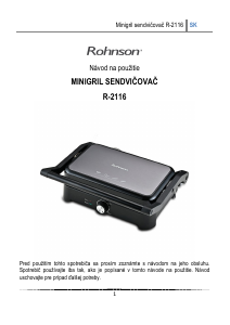 Návod Rohnson R-2116 Kontaktný gril